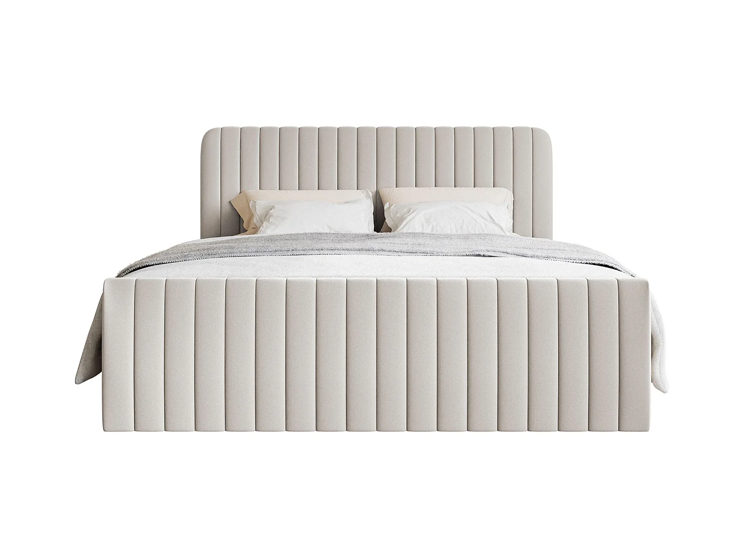 Lit continental avec surmatelas - 200x200 cm - chenille beige clair - SALIANO