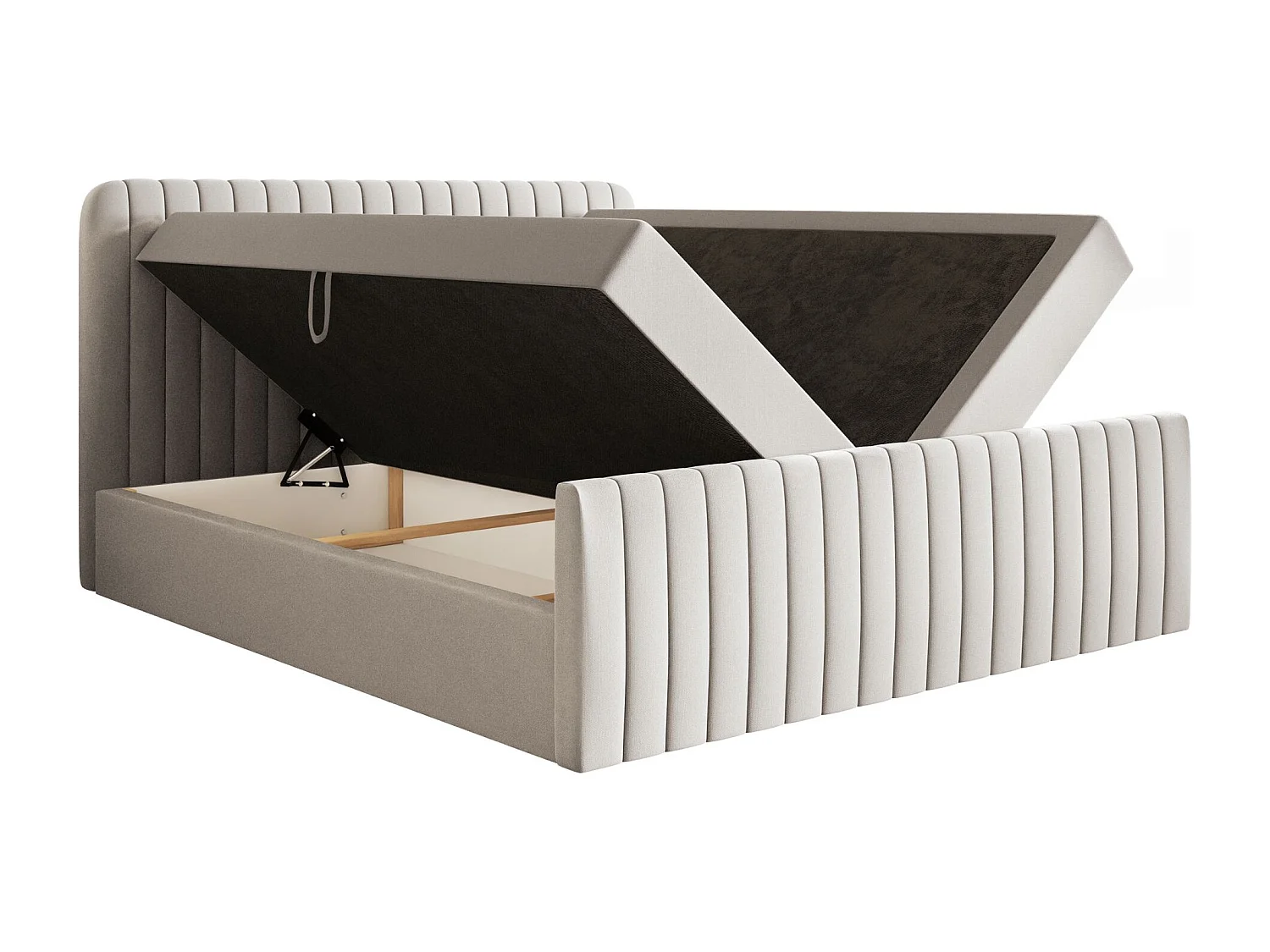 Lit continental avec surmatelas - 200x200 cm - chenille beige clair - SALIANO