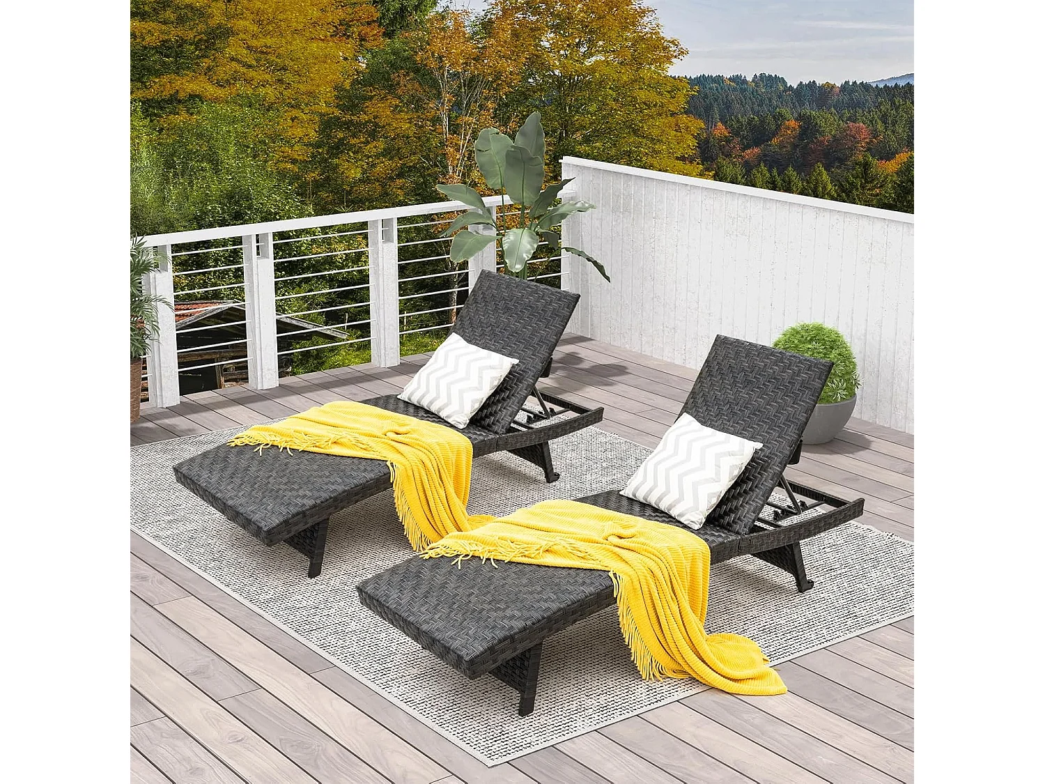 Zonnebed, inklapbaar, ligstoel met 5-voudig verstelbare rugleuning en wielen, relaxstoel met metalen frame,klapstoel in rotanlook, ligstoel voor terras, zwembad