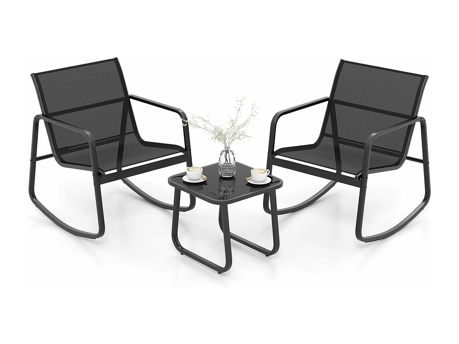 3-delige tuinmeubelset, balkonset met 2 stoelen en tafel, balkonmeubels, terrasmeubels, tuingarnituur, zitgroep voor terras, balkon, tuin ZB33750