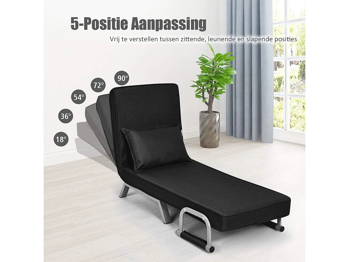 4-in-1 slaapstoel, inklapbaar, slaapbank met 5 standen, verstelbare rugleuning,bankbed met metalen frame, belastbaar tot 150 kg TH32639