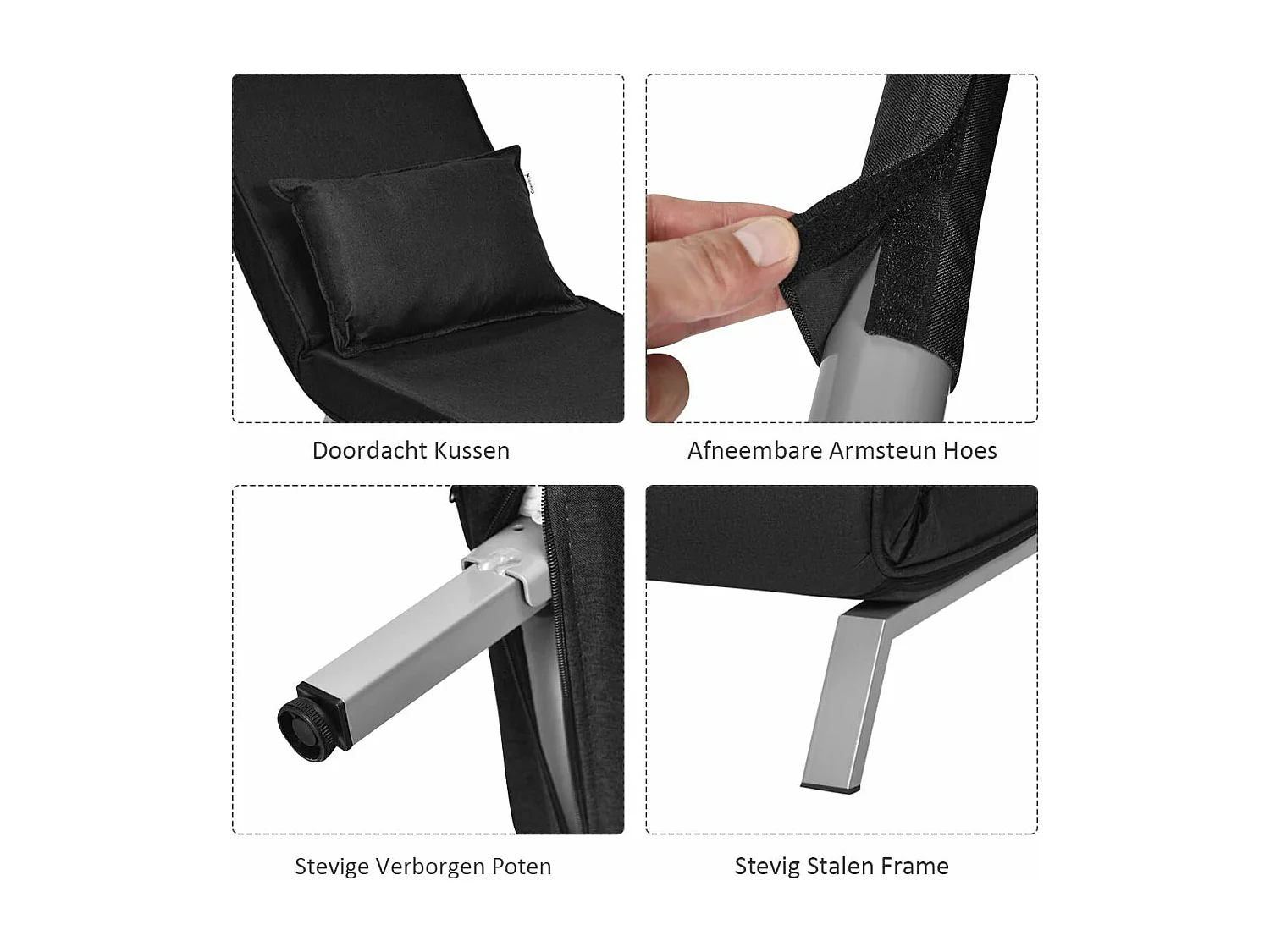 4-in-1 slaapstoel, inklapbaar, slaapbank met 5 standen, verstelbare rugleuning,bankbed met metalen frame, belastbaar tot 150 kg TH32639