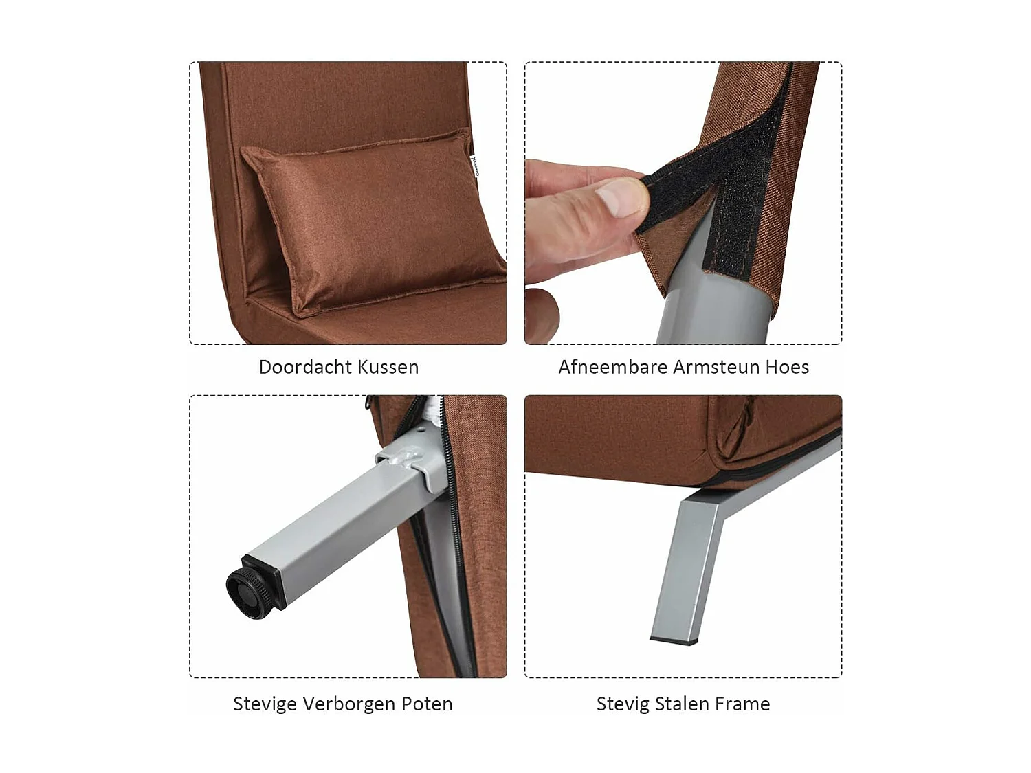 4-in-1 slaapstoel, inklapbaar, slaapbank met 5 standen, verstelbare rugleuning,bankbed met metalen frame, belastbaar tot 150 kg TH32639