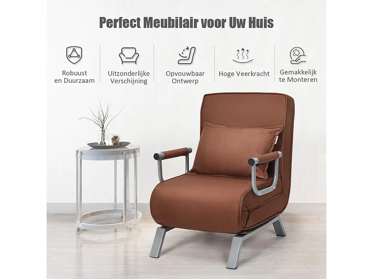 4-in-1 slaapstoel, inklapbaar, slaapbank met 5 standen, verstelbare rugleuning,bankbed met metalen frame, belastbaar tot 150 kg TH32639