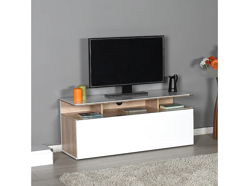 Suporte para TV Flimini em Branco e Carvalho - Design Moderno e Funcional