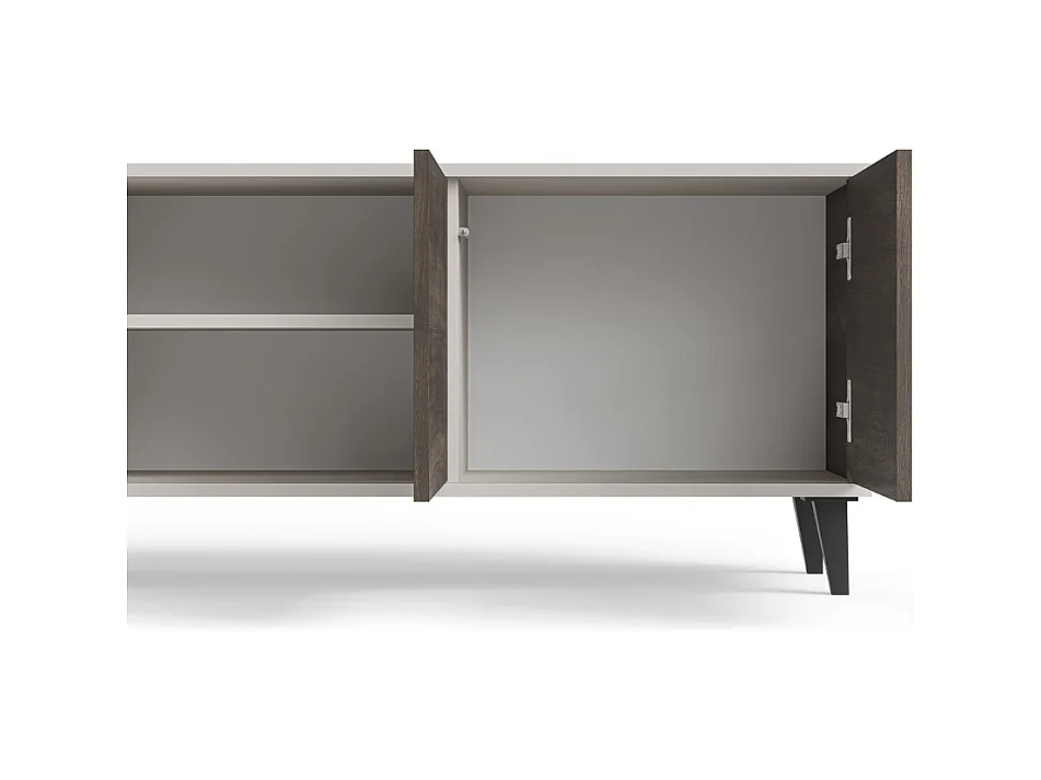 Meuble TV 200 cm beige et aspect noyer PUMP