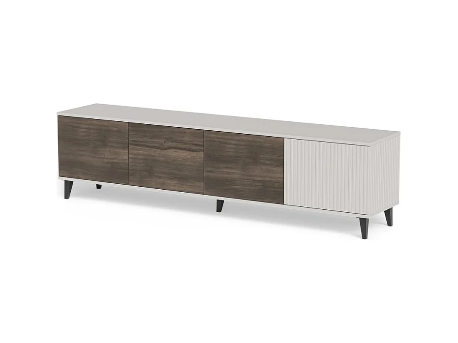 Meuble TV 200 cm beige et aspect noyer PUMP