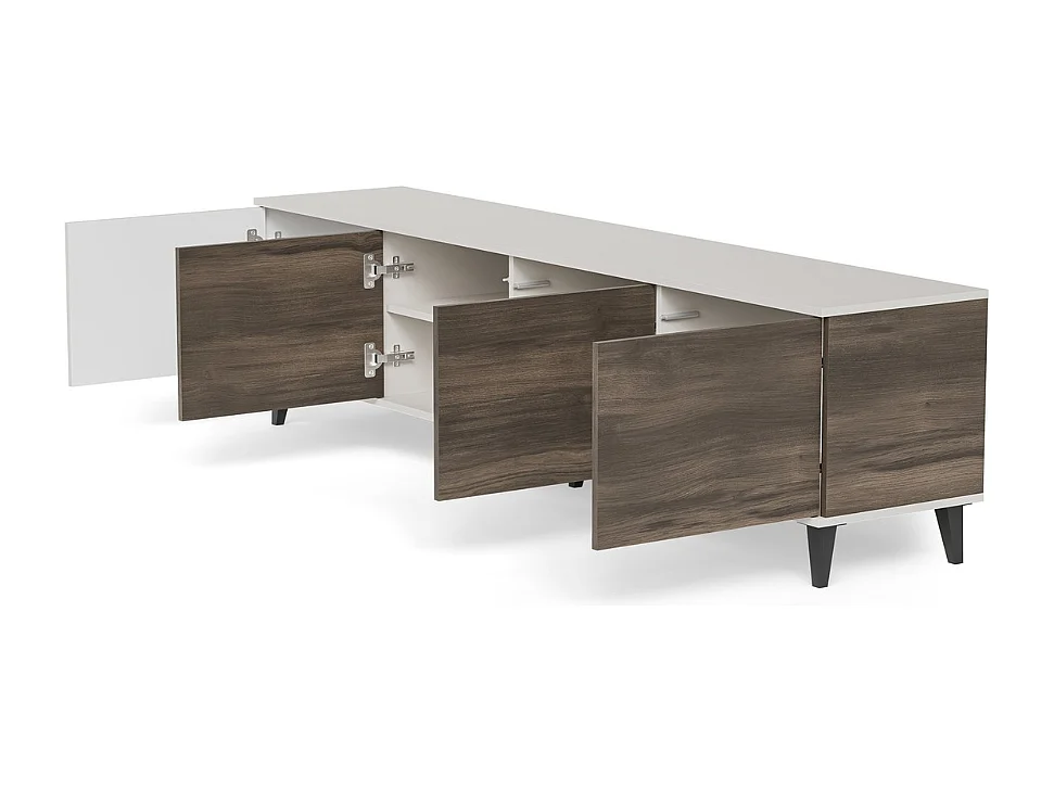 Meuble TV 200 cm beige et aspect noyer PUMP