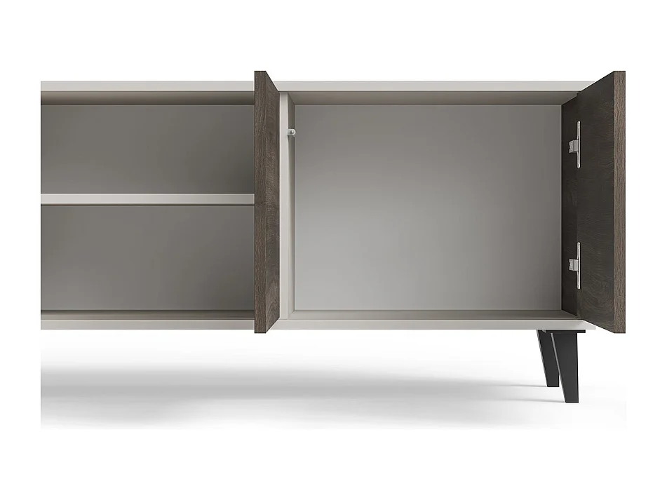 Meuble TV 200 cm beige et aspect noyer PUMP