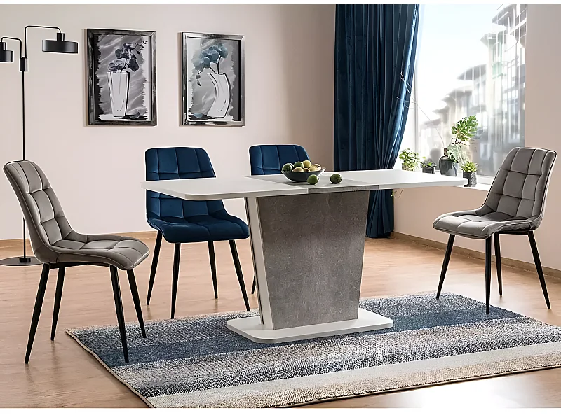 Table à manger Calypso/Extensible/Matériau bois/Blanc&Gris