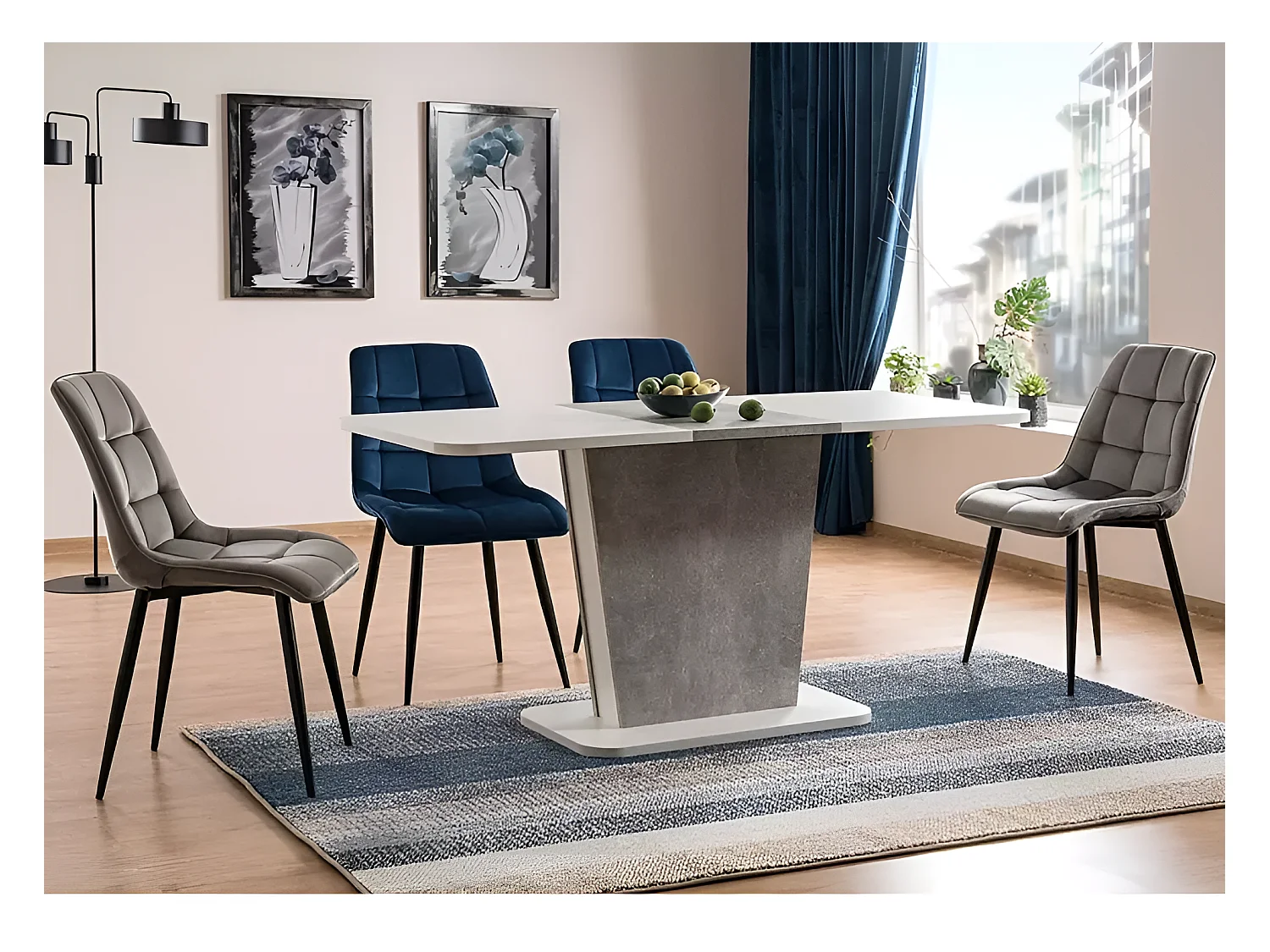 Esstisch Calypso/Erweiterbar/Holzwerkstoff/Weiss&Grau