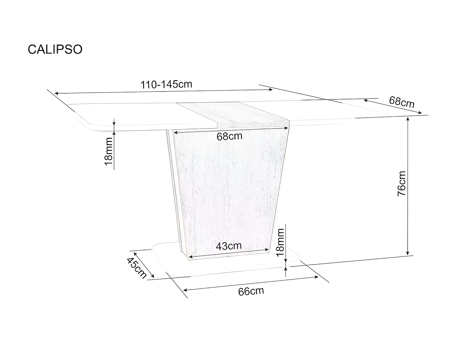 Tavolo da pranzo Calypso/Allungabile/Materiale legno/Bianco&Grigio