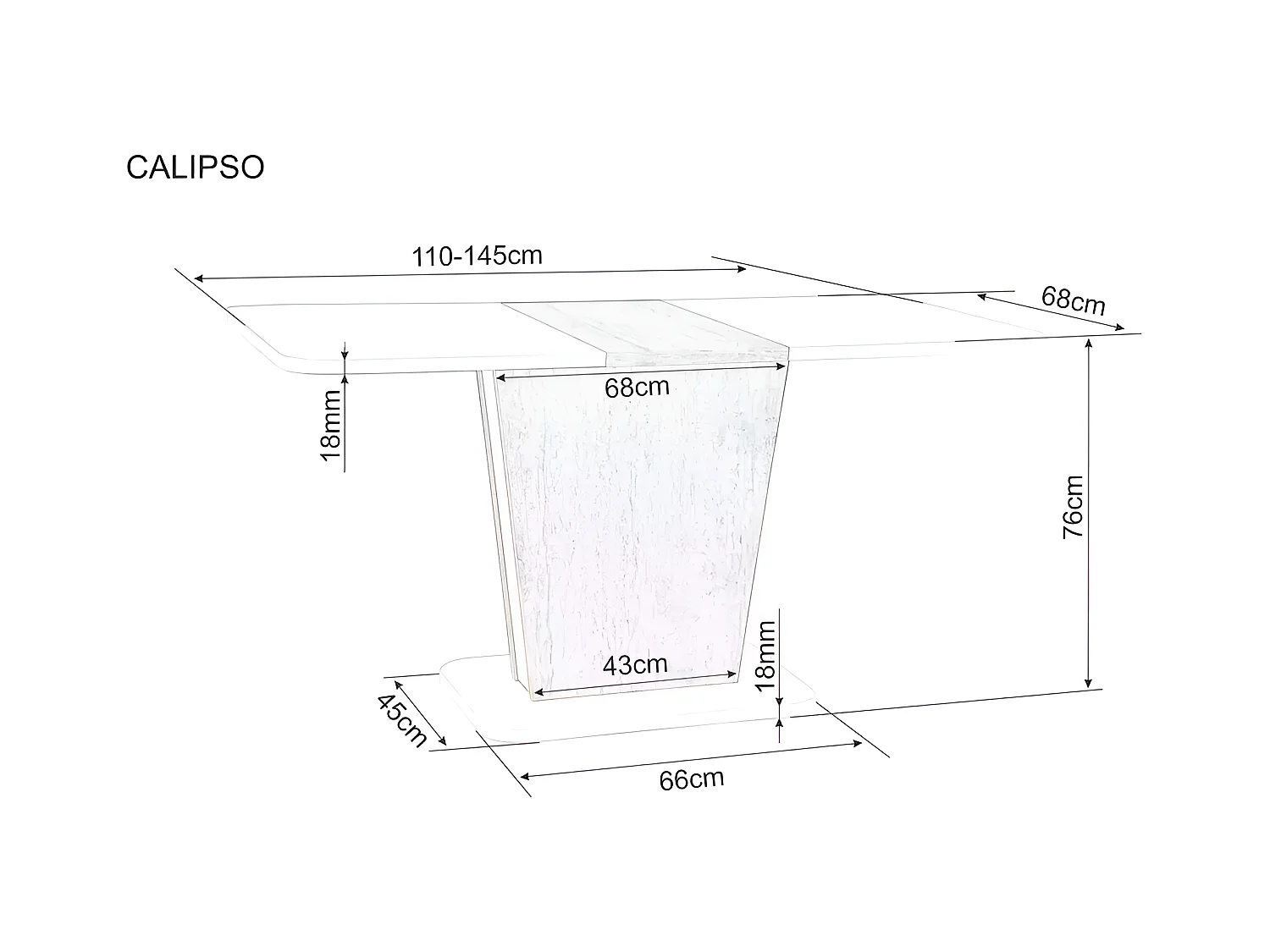 Esstisch Calypso/Erweiterbar/Holzwerkstoff/Weiss&Braun