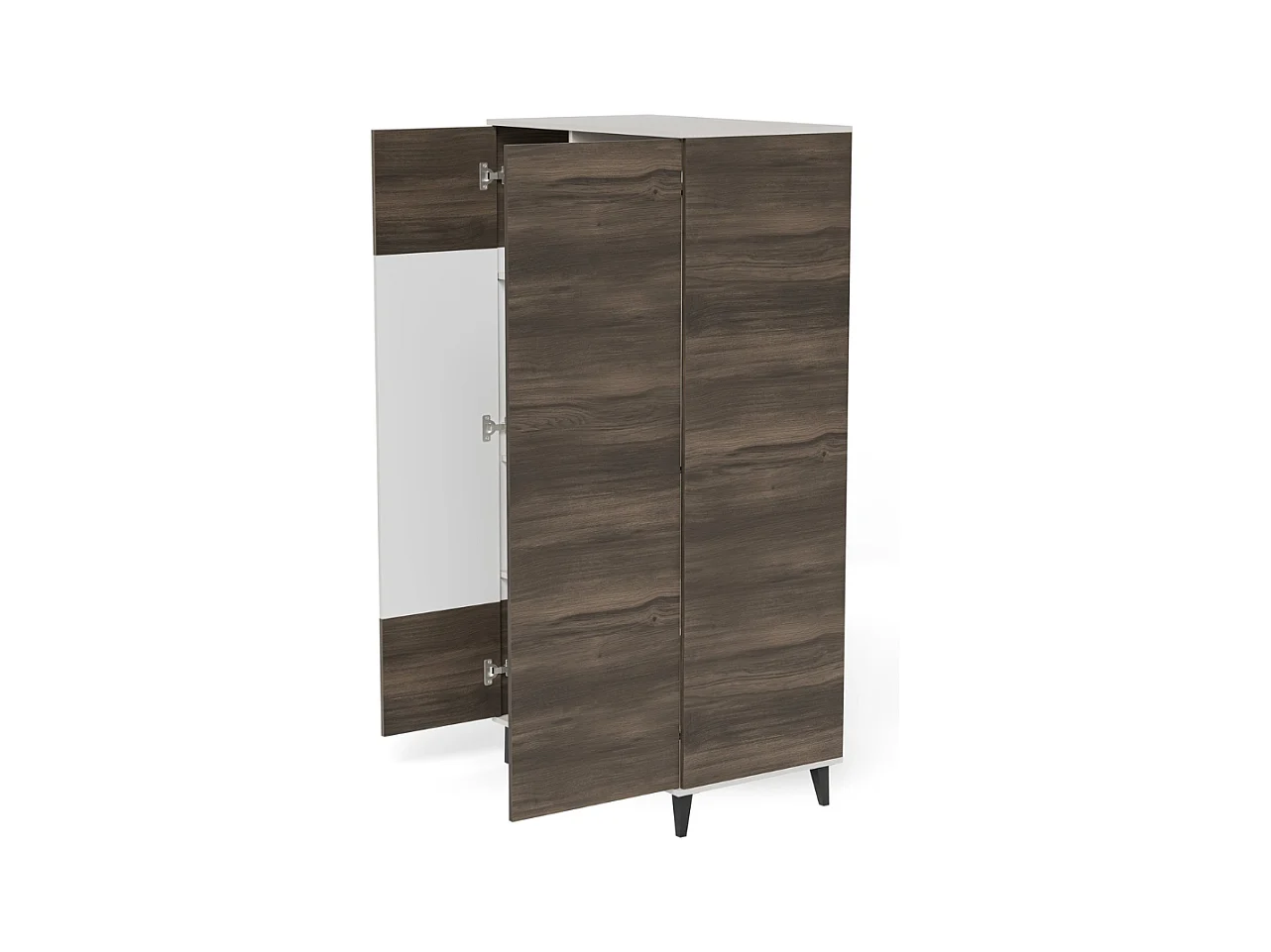 Buffet haut 90 x 182 cm beige et aspect noyer PUMP