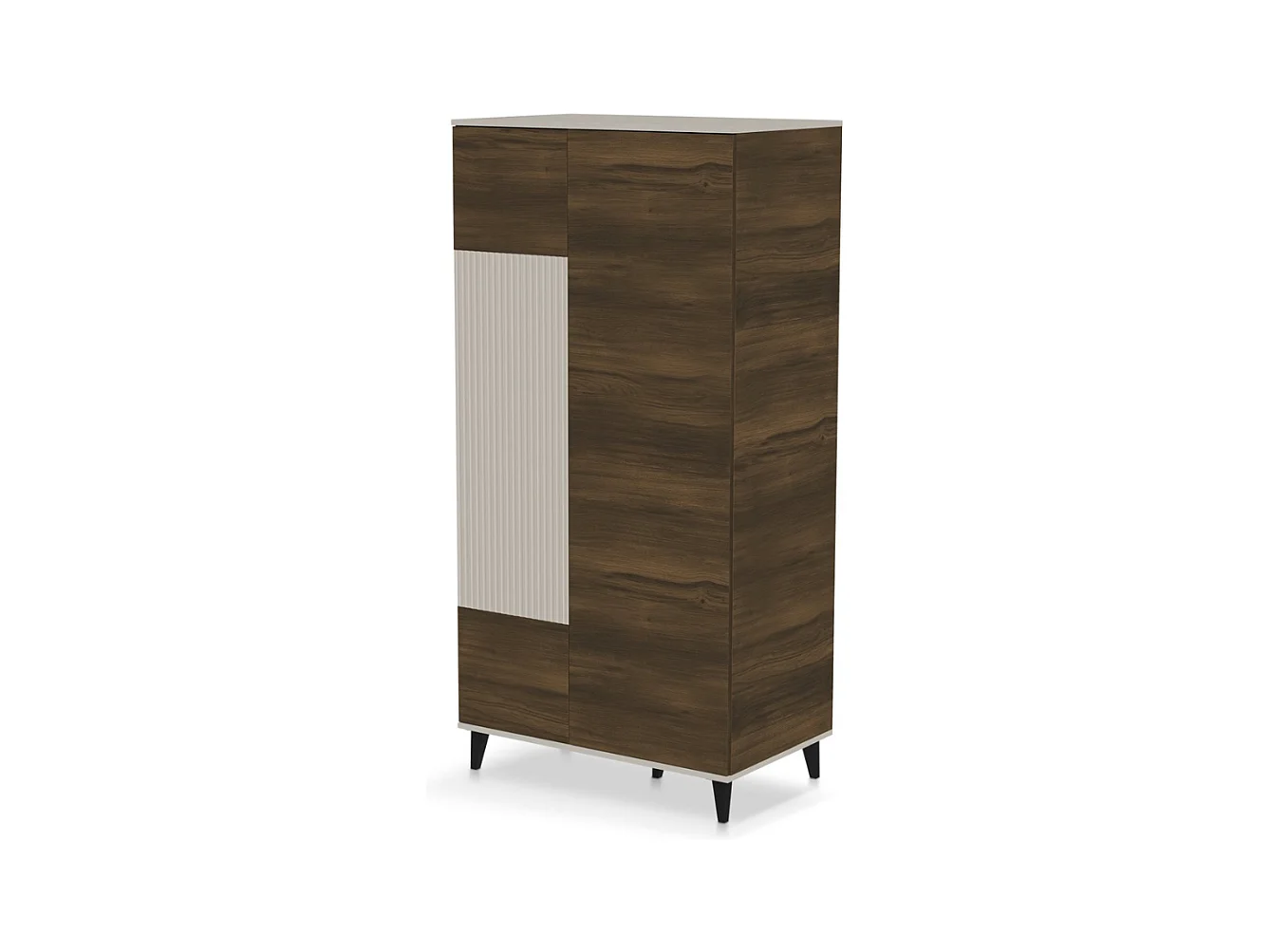 Buffet haut 90 x 182 cm beige et aspect noyer PUMP