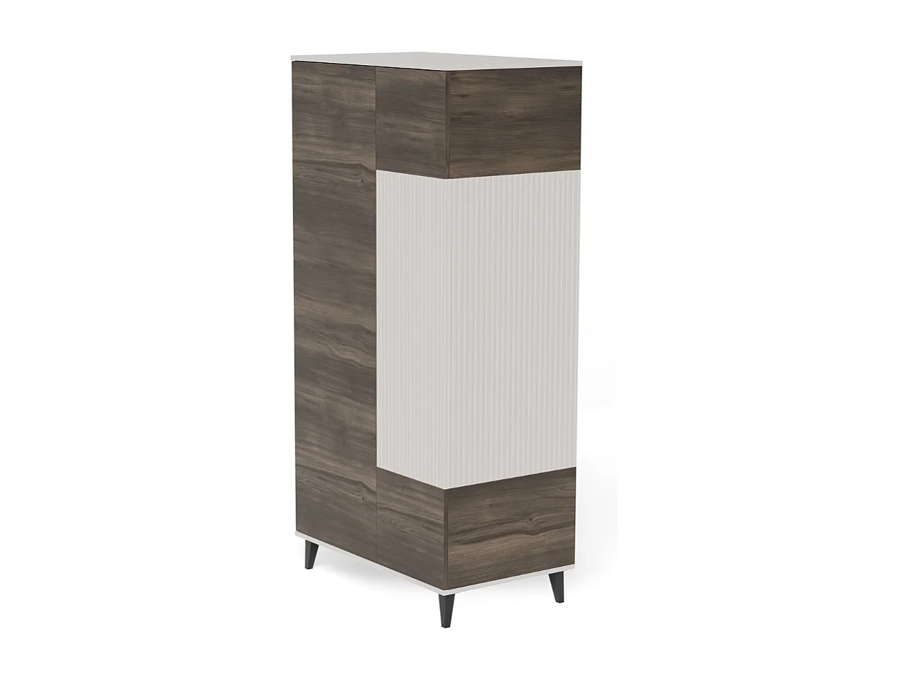 Buffet haut 90 x 182 cm beige et aspect noyer PUMP