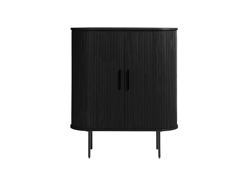 Alicia - Buffet haut aux angles arrondis en bois et métal H118cm - Noir