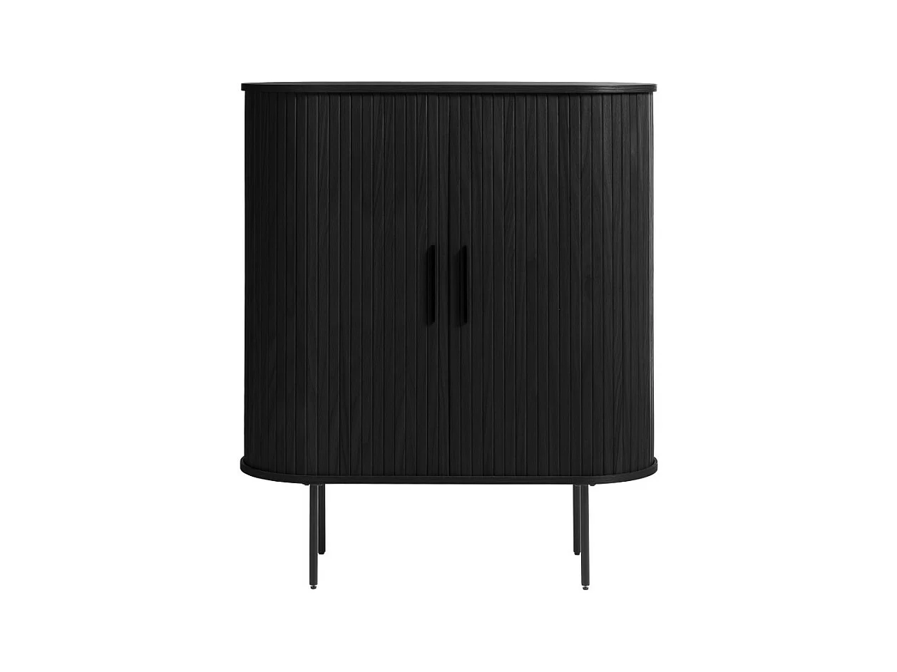 Alicia - Buffet haut aux angles arrondis en bois et métal H118cm - Noir