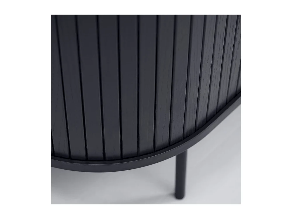 Alicia - Buffet haut aux angles arrondis en bois et métal H118cm - Noir