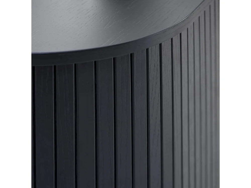 Alicia - Buffet haut aux angles arrondis en bois et métal H118cm - Noir