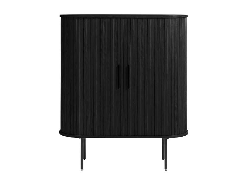 Alicia - Buffet haut aux angles arrondis en bois et métal H118cm - Noir