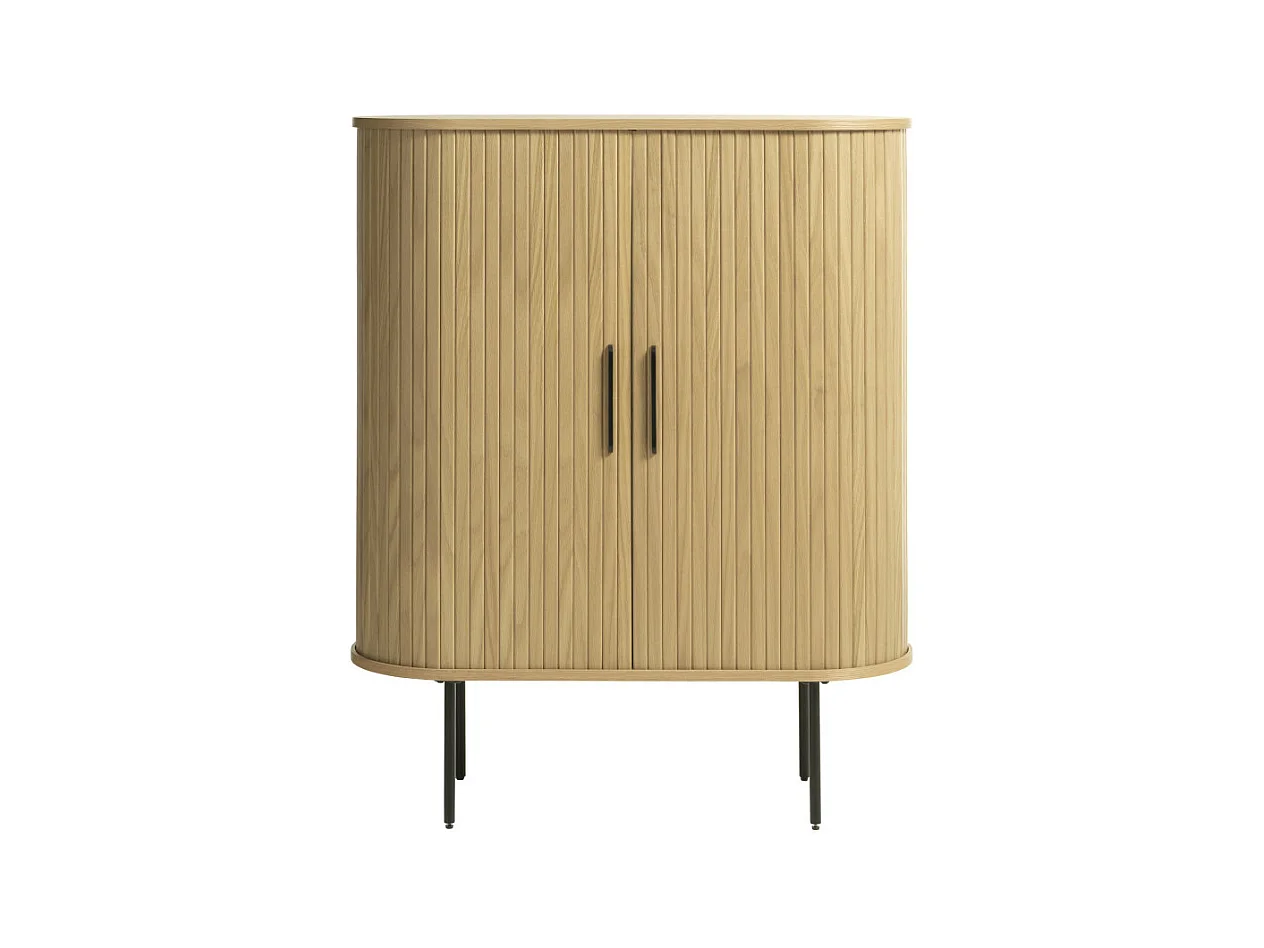 Alicia - Buffet haut aux angles arrondis en bois et métal H118cm - Bois clair