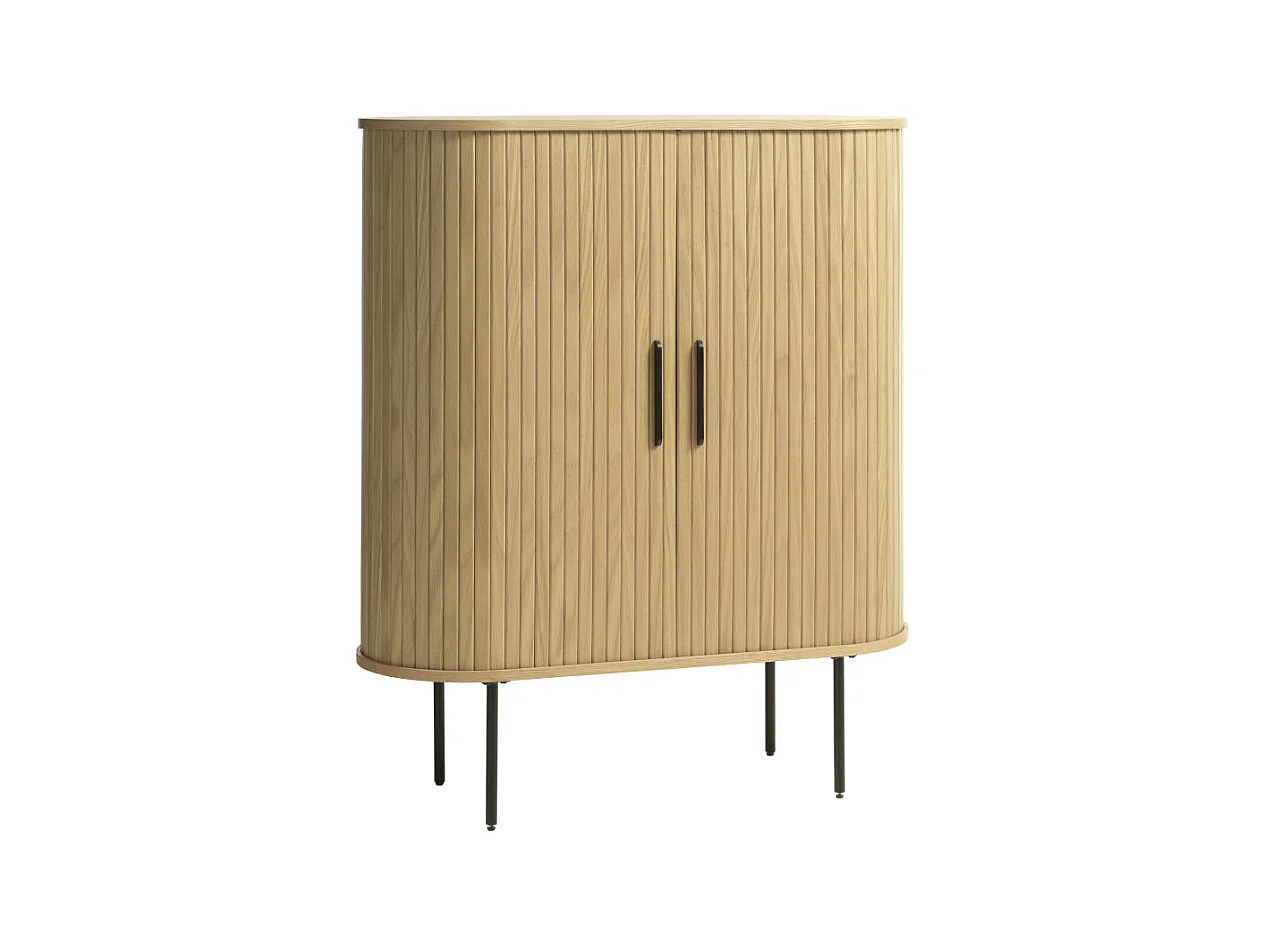 Alicia - Buffet haut aux angles arrondis en bois et métal H118cm - Bois clair