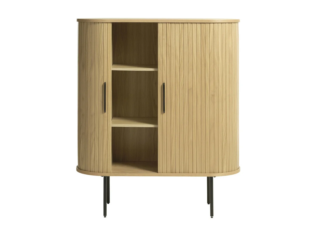 Alicia - Buffet haut aux angles arrondis en bois et métal H118cm - Bois clair