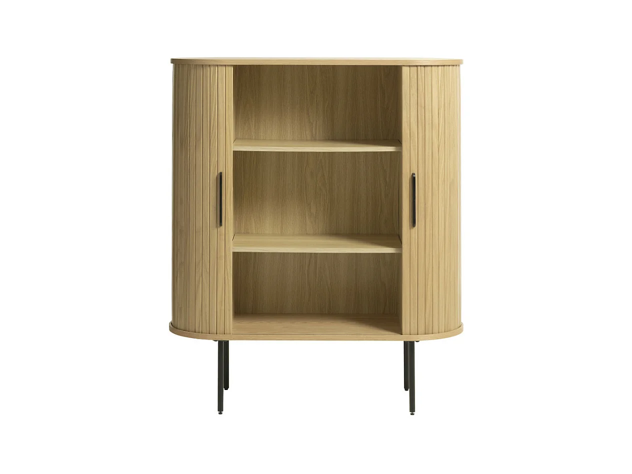 Alicia - Buffet haut aux angles arrondis en bois et métal H118cm - Bois clair
