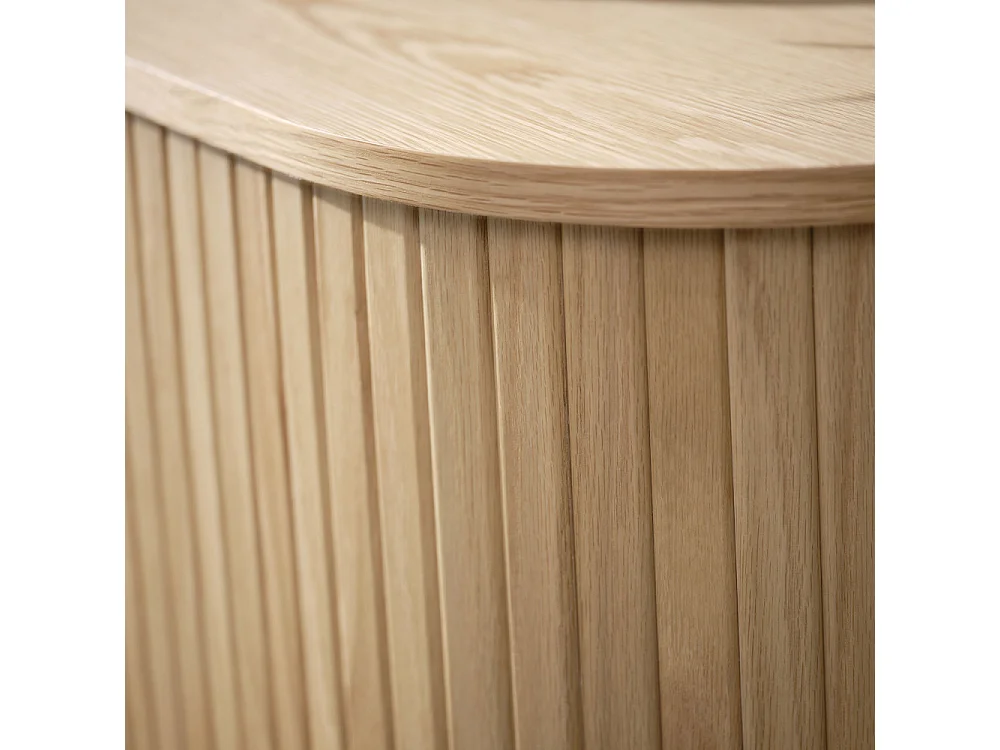 Alicia - Buffet haut aux angles arrondis en bois et métal H118cm - Bois clair