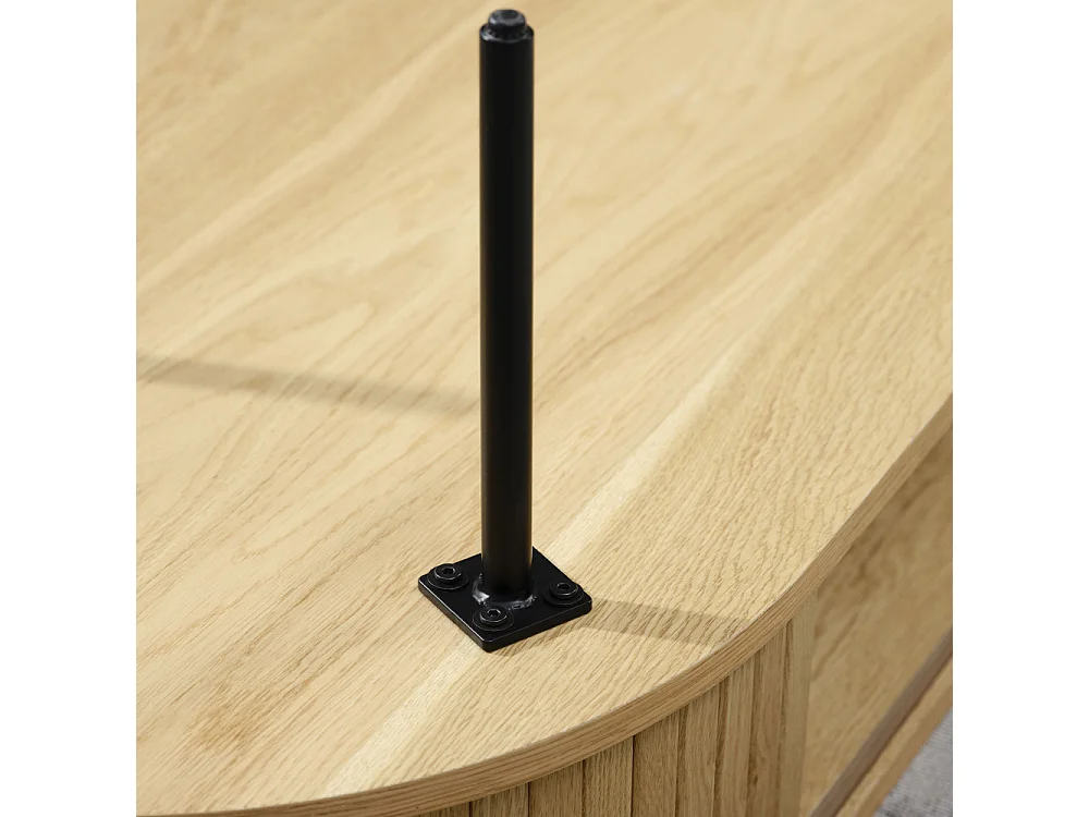 Alicia - Buffet haut aux angles arrondis en bois et métal H118cm - Bois clair