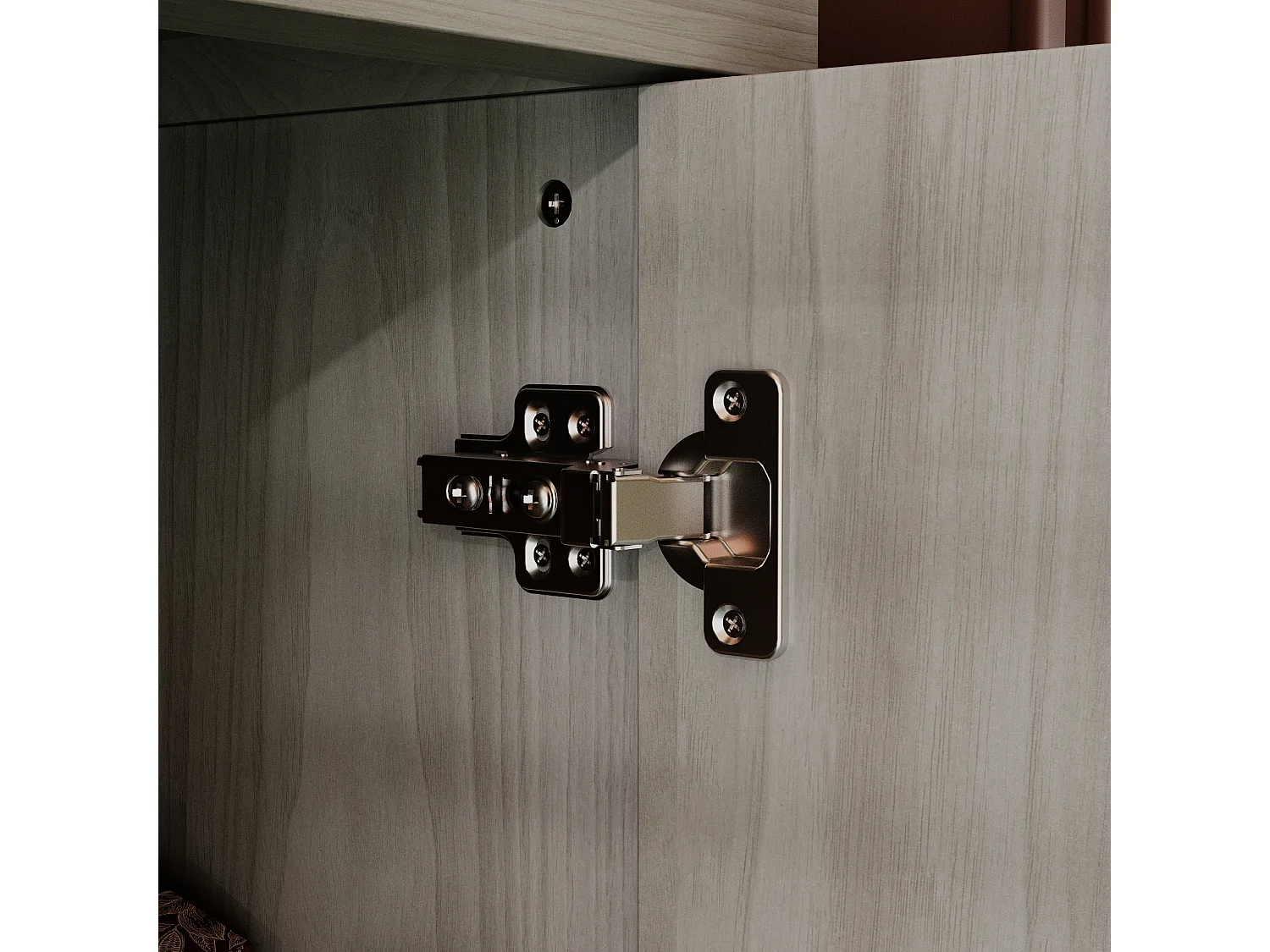 Buffet de Cuisine avec Plan de Travail, 2 Portes et 4 Tiroirs, Meuble de Rangement avec Aspect Bois, 140 x 40 x 86, Gris