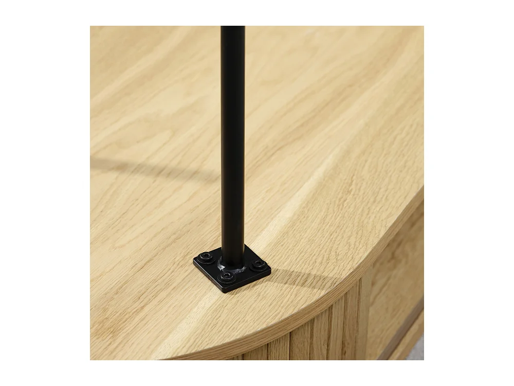 Alicia - Table basse 2 portes aux angles arrondis en bois et métal - Bois clair