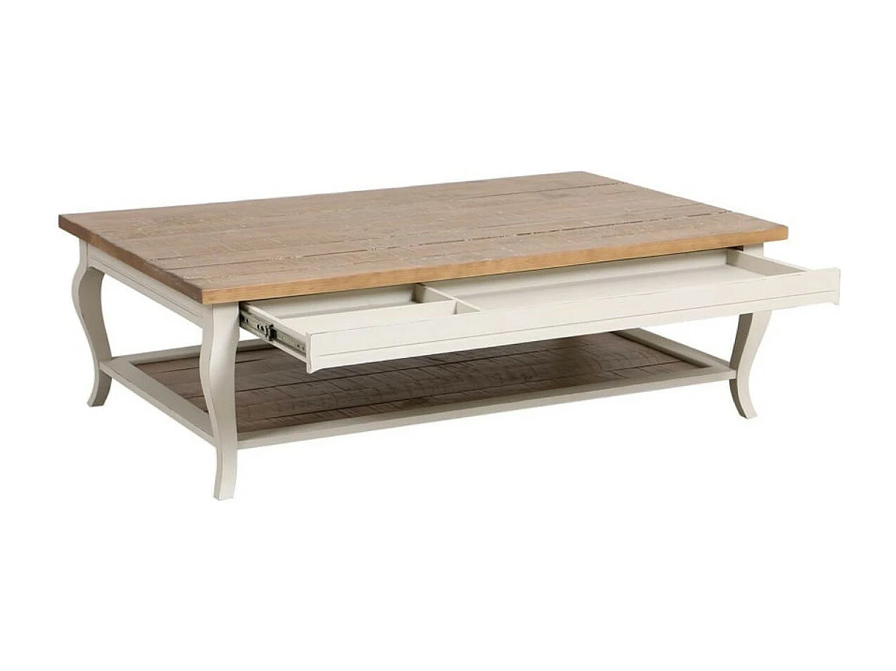 Table basse rectangulaire Bois Blanc - Provence Interior's
