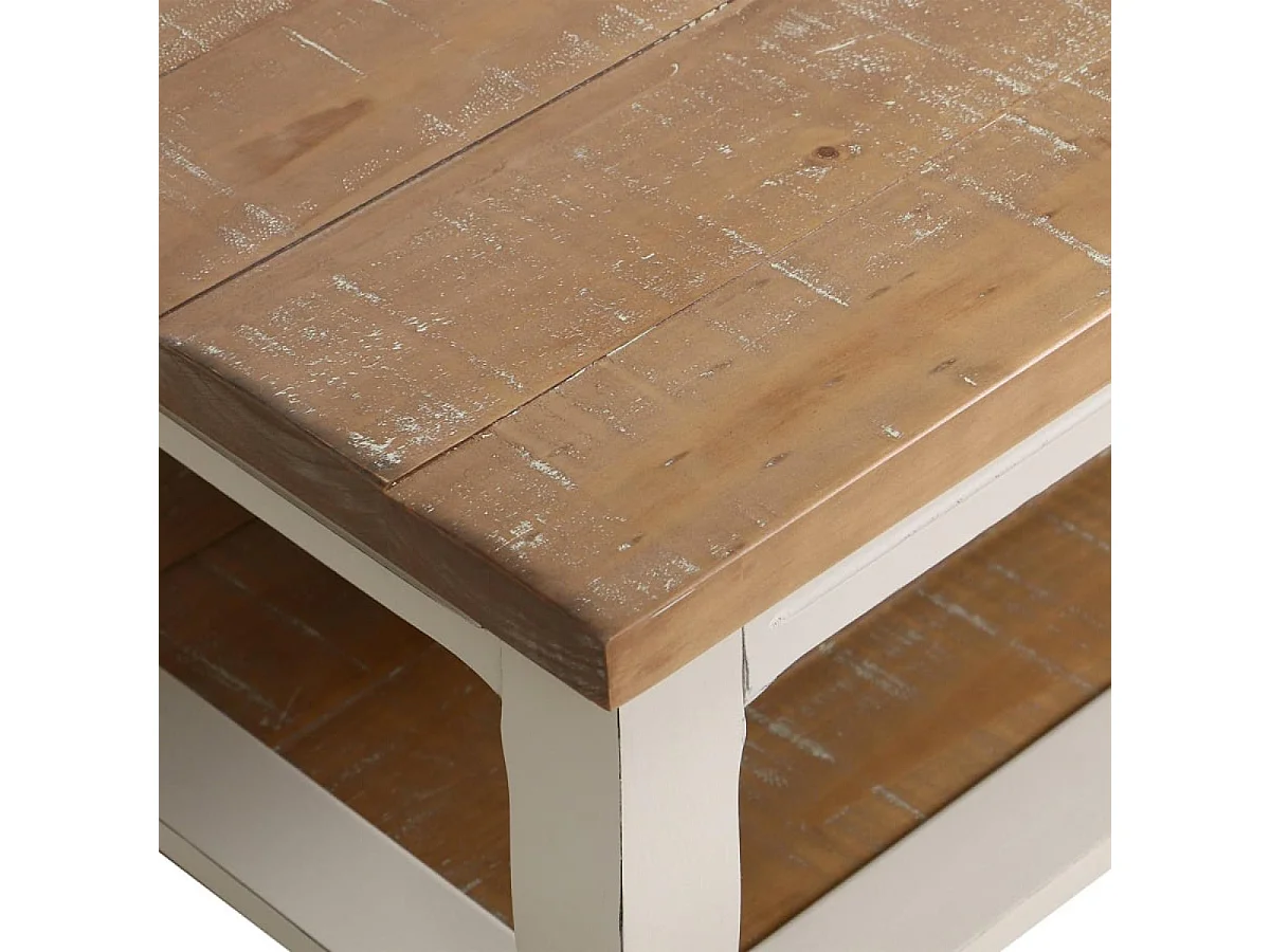 Table basse rectangulaire Bois Blanc - Provence Interior's