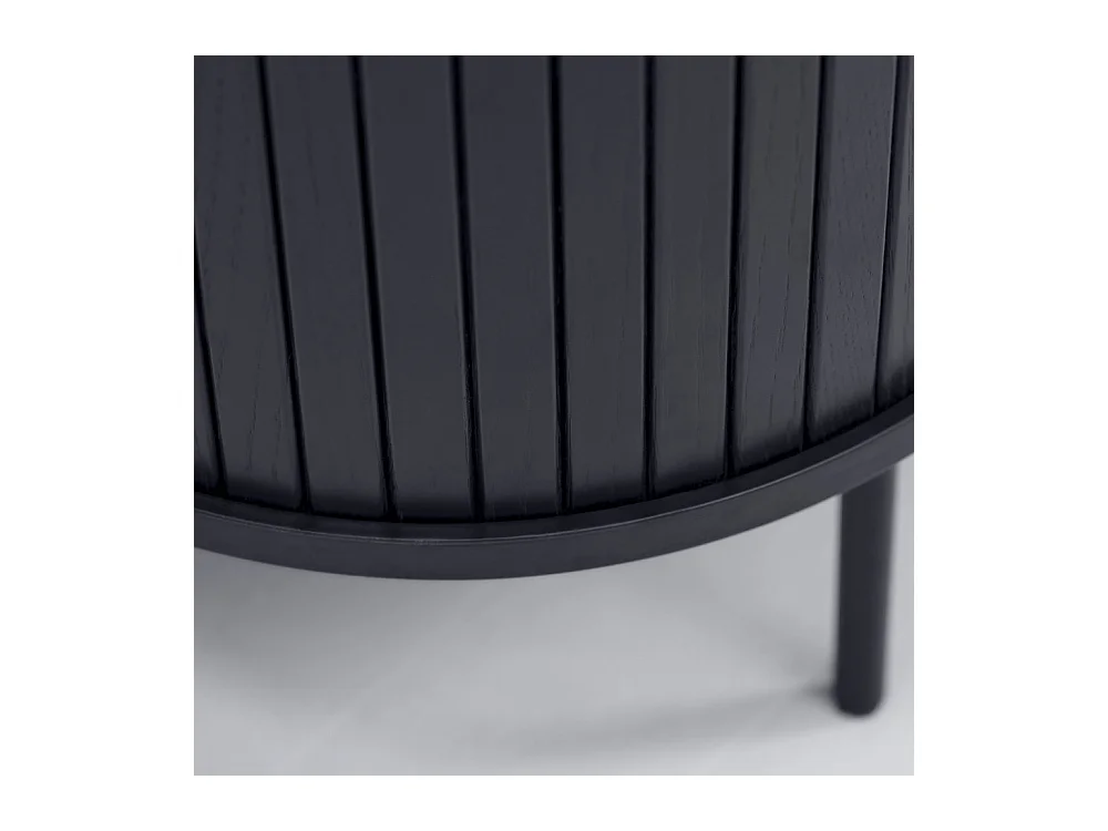 Alicia - Table basse 2 portes aux angles arrondis en bois et métal - Noir