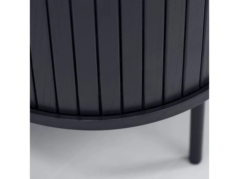 Alicia - Table basse 2 portes aux angles arrondis en bois et métal - Noir