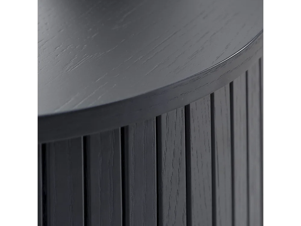 Alicia - Table basse 2 portes aux angles arrondis en bois et métal - Noir