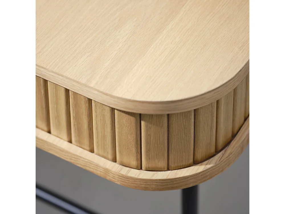 Alicia - Bureau 2 portes aux angles arrondis en bois et métal L120cm - Bois clair