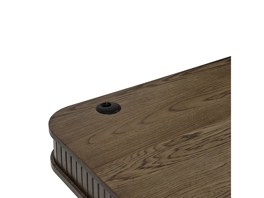 Alicia - Bureau 2 portes aux angles arrondis en bois et métal L120cm - Bois foncé