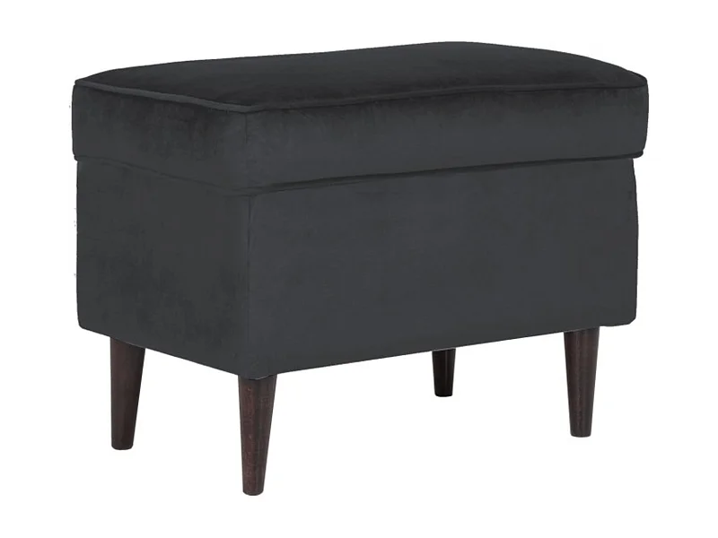 Pouf design velours noir et wengé Havo