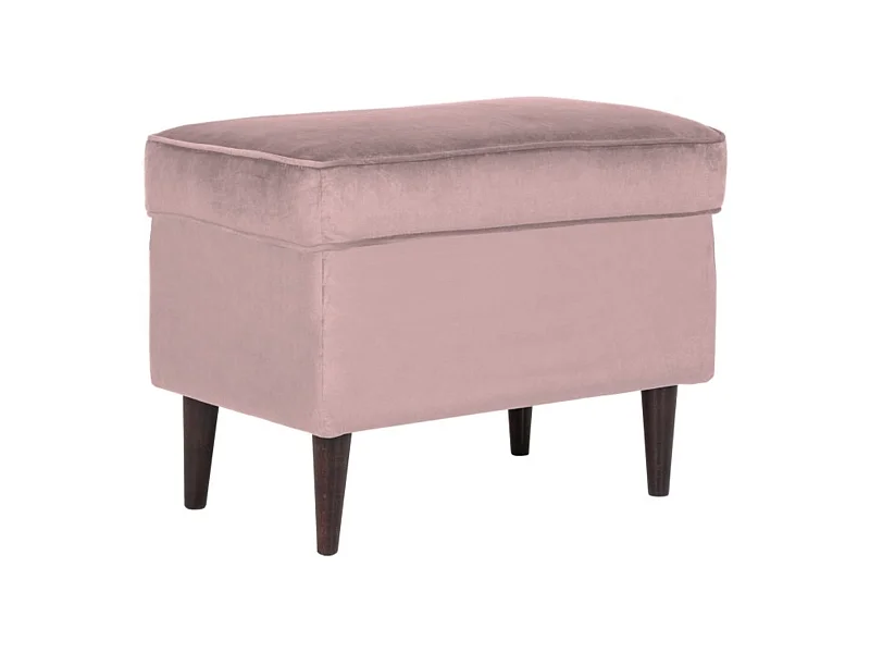 Pouf design velours rose et wengé Havo