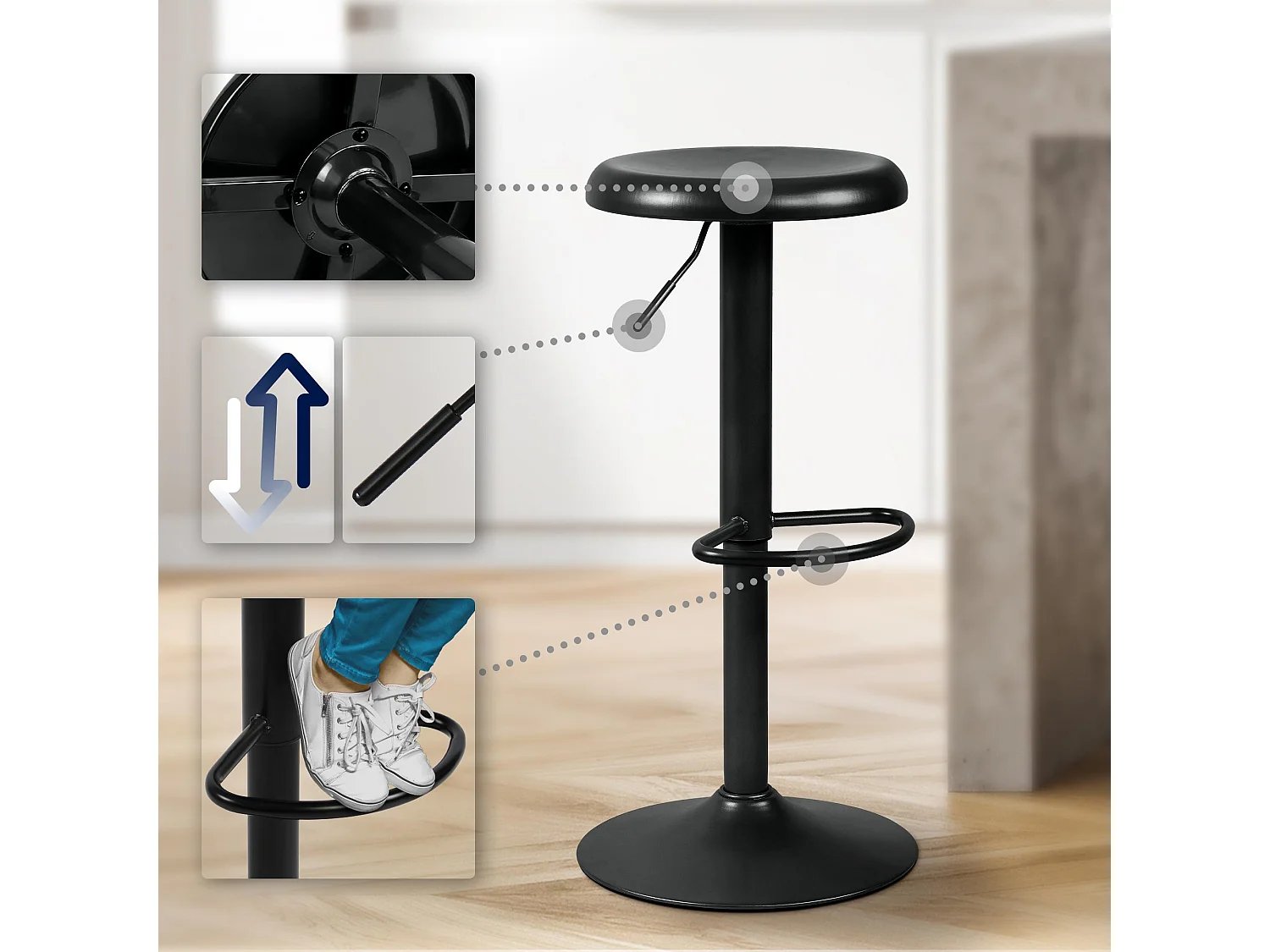 Tabouret de bar - Métal - Noir - Williston