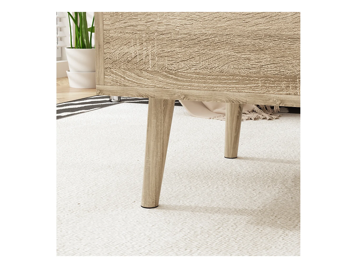 Table Relevable d’Appoint avec Compartiment, Bout de Canapé avec Pieds en Bois, 80 x 48 x 41cm, Salon et Chambre, Naturel