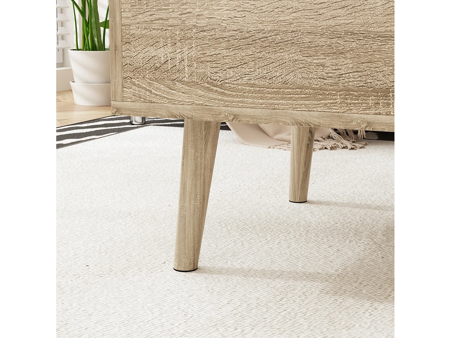 Table Relevable d’Appoint avec Compartiment, Bout de Canapé avec Pieds en Bois, 80 x 48 x 41cm, Salon et Chambre, Naturel