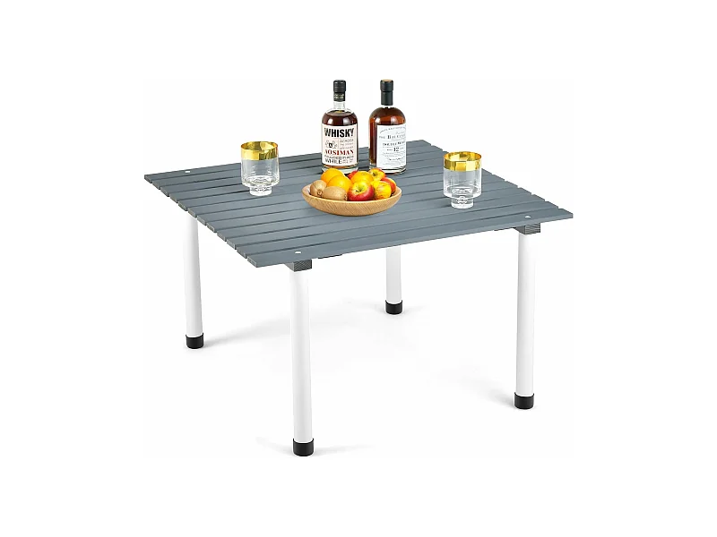 Kampeertafels, oprolbare picknicktafel van hout, draagbare multifunctionele outdoortafel met draagtas voor strand, picknicks,69 x 69 x 42 cm, grijs ZB32120
