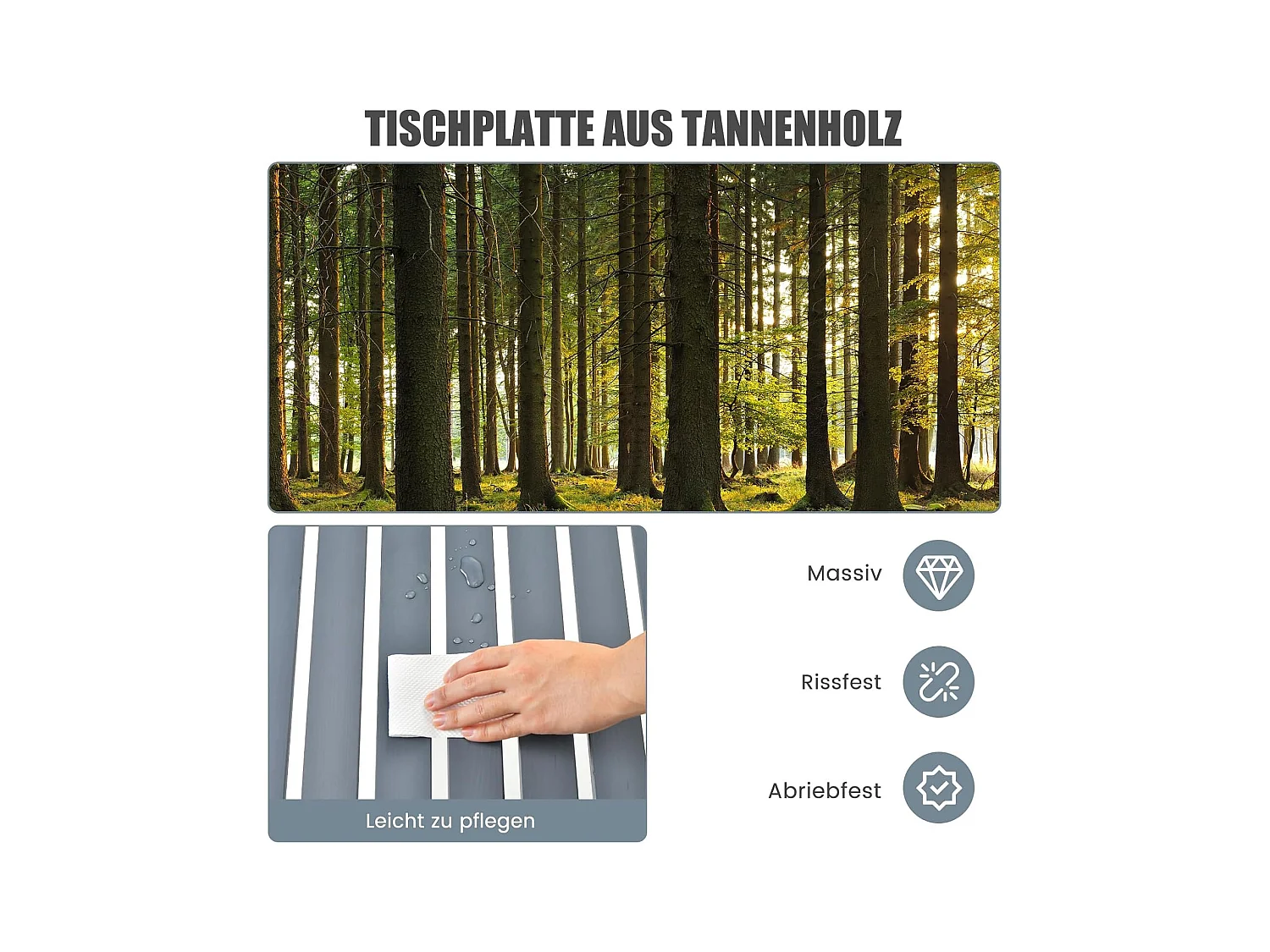 Kampeertafels, oprolbare picknicktafel van hout, draagbare multifunctionele outdoortafel met draagtas voor strand, picknicks,69 x 69 x 42 cm, grijs ZB32120