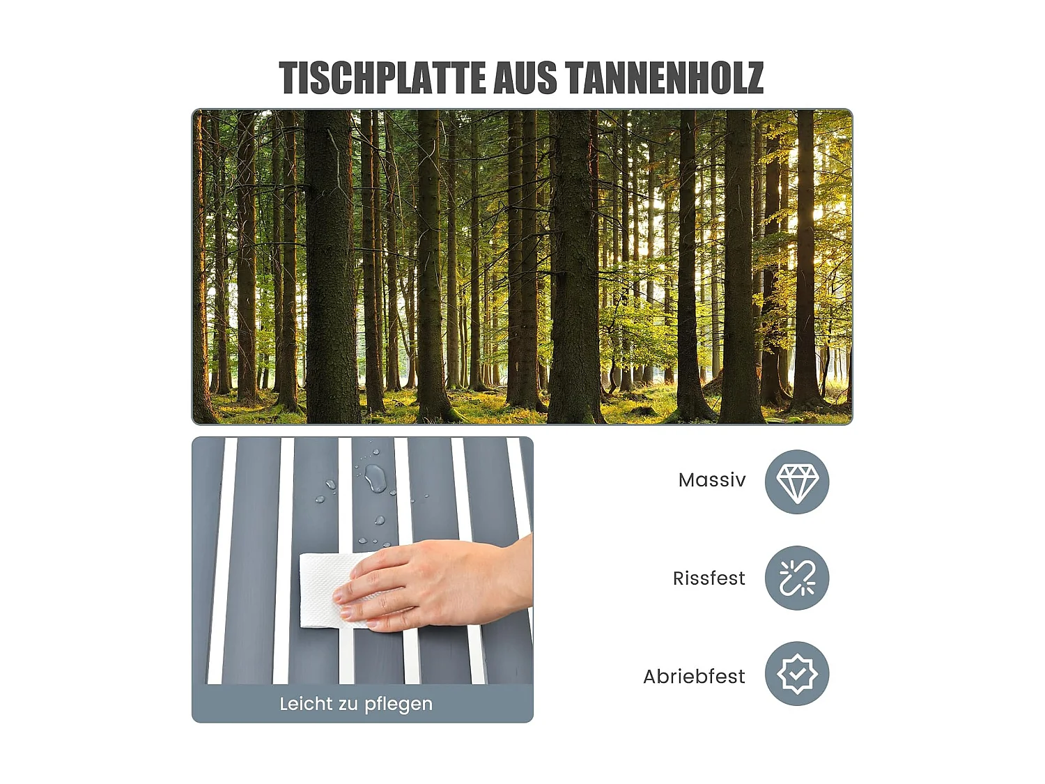 Kampeertafels, oprolbare picknicktafel van hout, draagbare multifunctionele outdoortafel met draagtas voor strand, picknicks,69 x 69 x 42 cm, grijs ZB32120