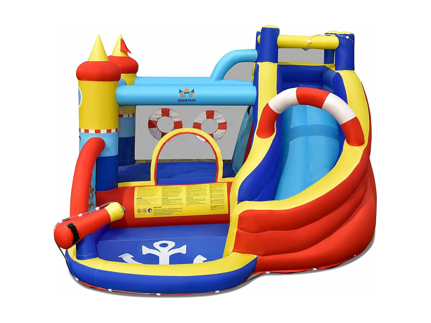 Opblaasbaar springkasteel, 6-in-1 waterpark met glijbaan, outdoor bouncer springkasteel springkasteel voor kinderen 360 x 290 x 200 cm