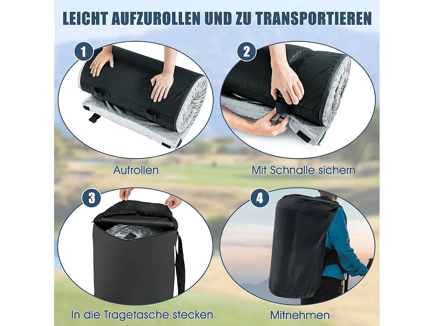 Isomat Camping matras van traagschuim, lichte slaapmat met flanellen overtrek, incl. draagtas, gastenmatras voor reizen, wandelen, 183 x 62,5 x 6,5 cm ZB32940